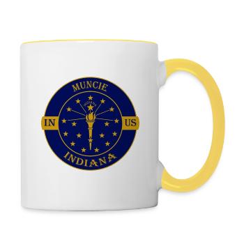 Muncie Indiana Flag USA Travel Souvenir Badge - Contrasting Mug - white/yellow - Right