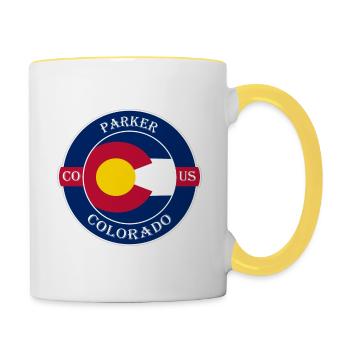 Parker Colorado Flag USA Travel Souvenir Badge - Mug contrasté - blanc/jaune - Droite