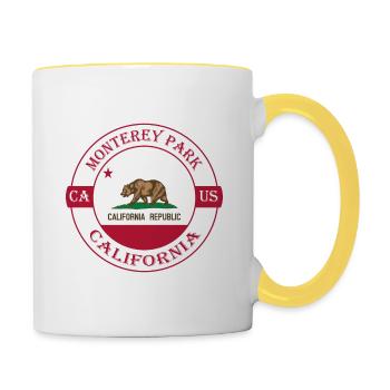 nterey Park California Flag USA Souvenir Logo - Mug contrasté - blanc/jaune - Droite
