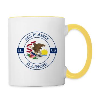 Des Plaines Illinois Flag USA Souvenir Badge - Mug contrasté - blanc/jaune - Droite