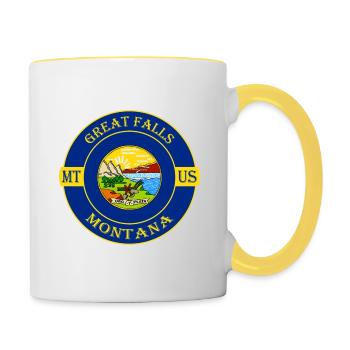 Great Falls ntana Flag USA Travel Souvenir Badge - Contrasting Mug - white/yellow - Right
