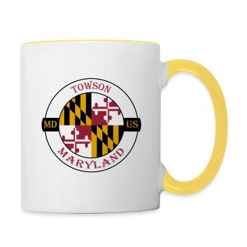 Towson Maryland Flag USA Travel Souvenir Badge - Contrasting Mug - white/yellow - Right