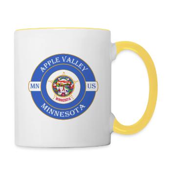 Apple Valley Minnesota Flagge USA Souvenir Abzeichen - Tasse zweifarbig - Weiß/Gelb - Rechts