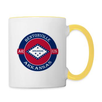 Bentonville Arkansas Flag USA Souvenir Badge - Contrasting Mug - white/yellow - Right