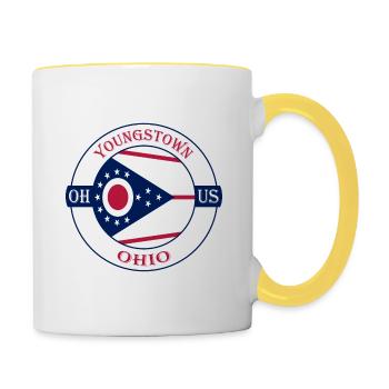 Youngstown Ohio Flag USA Travel Souvenir Badge - Contrasting Mug - white/yellow - Right