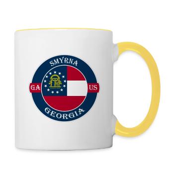 Smyrna Georgia Flag USA Travel Souvenir Badge - Mug contrasté - blanc/jaune - Droite