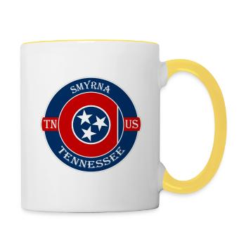 Smyrna Tennessee Flag USA Travel Souvenir Badge - Mug contrasté - blanc/jaune - Droite