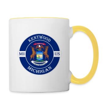 Kentwood Michigan Flagge USA Reise Souvenir Abzeichen - Tasse zweifarbig - Weiß/Gelb - Rechts
