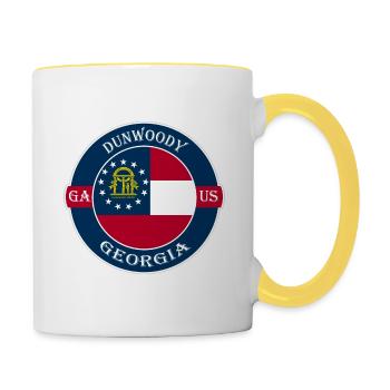 Dunwoody Georgia Flagge USA Reise Souvenir Abzeichen - Tasse zweifarbig - Weiß/Gelb - Rechts