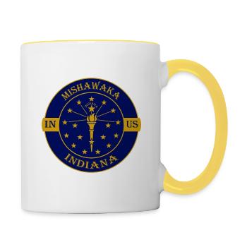Mishawaka Indiana Flag USA Travel Souvenir Badge - Contrasting Mug - white/yellow - Right