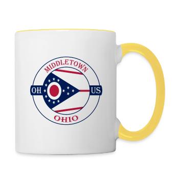 Middletown Ohio Flag USA Travel Souvenir Badge - Contrasting Mug - white/yellow - Right