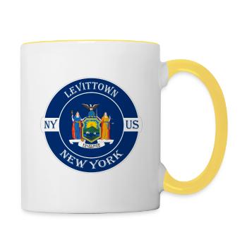 Levittown New York Flag USA Travel Souvenir Badge - Mug contrasté - blanc/jaune - Droite