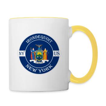 Irondequoit New York Flag USA Souvenir Badge - Mug contrasté - blanc/jaune - Droite