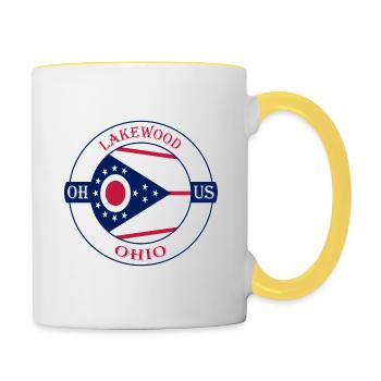Lakewood Ohio Flag USA Travel Souvenir Badge - Contrasting Mug - white/yellow - Right