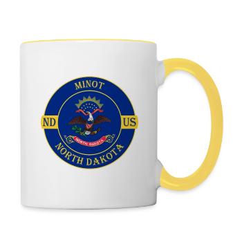 Minot North Dakota Flag USA Travel Souvenir Badge - Contrasting Mug - white/yellow - Right