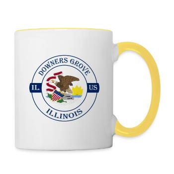 Downers Grove Illinois Flag USA Souvenir Badge - Contrasting Mug - white/yellow - Right
