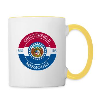 Chesterfield Missouri Flagge USA Souvenir Abzeichen - Tasse zweifarbig - Weiß/Gelb - Rechts