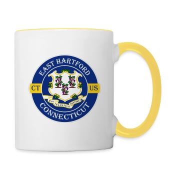 East Hartford Connecticut Flagge USA Reisesouvenir - Tasse zweifarbig - Weiß/Gelb - Rechts