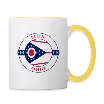 Euclid Ohio Flagge USA Reise Souvenir Abzeichen - Tasse zweifarbig - Weiß/Gelb - Rechts