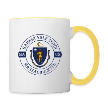 Barnstable Town Massachusetts Flag USA Souvenir - Contrasting Mug - white/yellow - Right