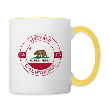 Vineyard California Flag USA Travel Souvenir Badge - Contrasting Mug - white/yellow - Right