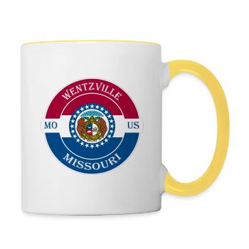 Wentzville Missouri Flag USA Travel Souvenir Badge - Contrasting Mug - white/yellow - Right