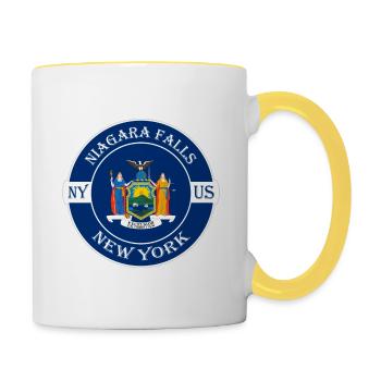 Niagara Falls New York drapeau USA Souvenir Badge - Mug contrasté - blanc/jaune - Droite