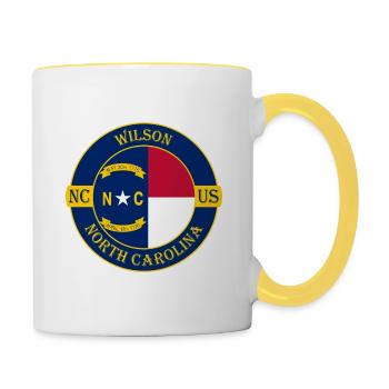 Wilson North Carolina Flag USA Souvenir Badge - Contrasting Mug - white/yellow - Right