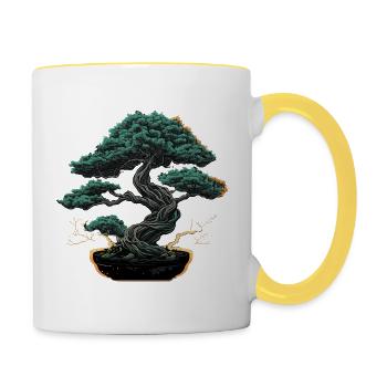 Polierter Bonsai-Baum - Tasse zweifarbig - Weiß/Gelb - Rechts