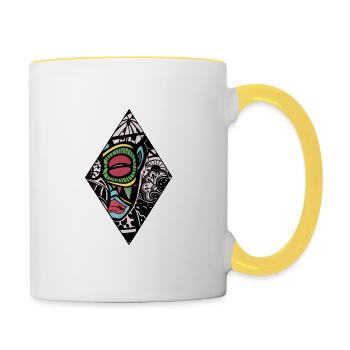 Guerrier africain - Mug contrasté - blanc/jaune - Droite