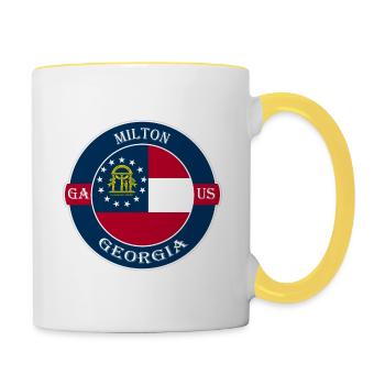Milton Georgia Flagge USA Reise Souvenir Abzeichen - Tasse zweifarbig - Weiß/Gelb - Rechts