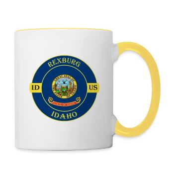 Rexburg Idaho Flagge USA Reise Souvenir Abzeichen - Tasse zweifarbig - Weiß/Gelb - Rechts