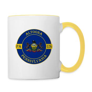 Altoona Pennsylvania Flagge USA Souvenir Abzeichen - Tasse zweifarbig - Weiß/Gelb - Rechts