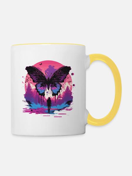 Schmetterling Ästhetische Evolution - Tasse zweifarbig - Weiß/Gelb