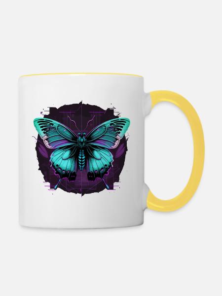 Virtuelle Transformation von Butterfly - Tasse zweifarbig - Weiß/Gelb