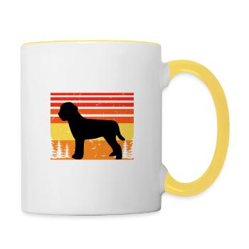 Lagotto Romagnolo Dog Love Silhouette Retro Sunset - Contrasting Mug - white/yellow - Right