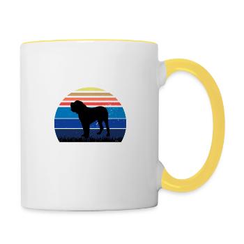 Alano Espanol Hundeliebhaber Silhouette Vintage Sonnenuntergang - Tasse zweifarbig - Weiß/Gelb - Rechts
