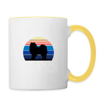 American Eskimo Dog Love Silhouette Vintage Sunset - Mug contrasté - blanc/jaune - Droite