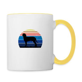 Chien de chasse autrichien noir et bronzé Silhouette Rétro - Mug contrasté - blanc/jaune - Droite