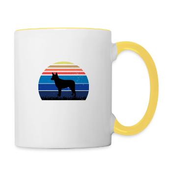 Australian Stumpy Tail Cattle Dog Silhouette - Tasse zweifarbig - Weiß/Gelb - Rechts