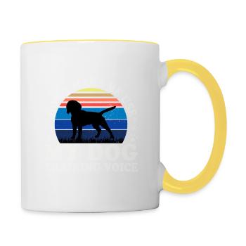 Beagle Dog Lover Silhouette Vintage Sunset - Mug contrasté - blanc/jaune - Droite