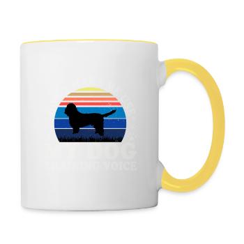 Basset Griffon Vendeen Petit Hund Silhouette Retro - Tasse zweifarbig - Weiß/Gelb - Rechts