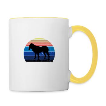 Bluetick Coonhound Dog Silhouette Retro Sunset - Contrasting Mug - white/yellow - Right