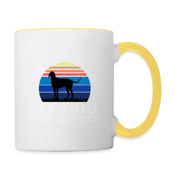 Billy Dog Silhouette Vintage Sunset pour les amoureux des chiens - Mug contrasté - blanc/jaune - Droite