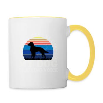 Britanny Dog Lover Silhouette Vintage Sunset - Mug contrasté - blanc/jaune - Droite