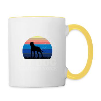 Amoureux des chiens brésiliens Silhouette Vintage Coucher de soleil - Mug contrasté - blanc/jaune - Droite