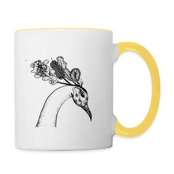 Schöner Vogel - Tasse zweifarbig - Weiß/Gelb - Rechts