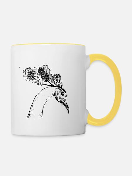 Schöner Vogel - Tasse zweifarbig - Weiß/Gelb