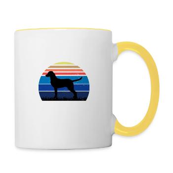 Chesapeake Bay Retriever Dog Silhouette Retro Sun - Contrasting Mug - white/yellow - Right