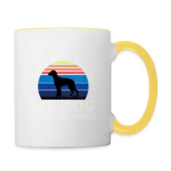 Chien Francais Tricolore Dog Silhouette Retro Sun - Contrasting Mug - white/yellow - Right
